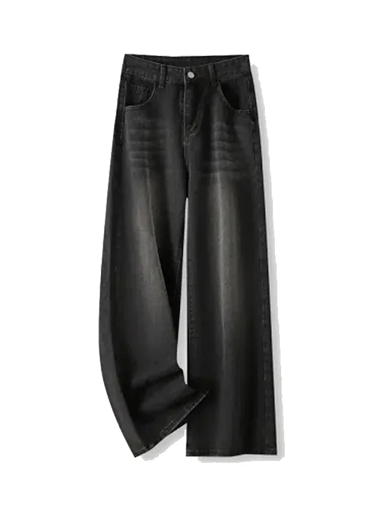Slimming High-waisted Jeans For Women Pear-shaped Loose-fit Straight-leg Bell Bottoms Plus-size Female Denim Trousers