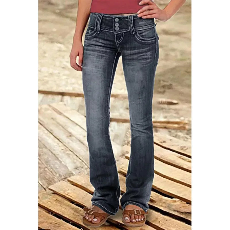 Women Pants with Low-rise Ripped Jeans Retro Fashion Trousers Korean Versatile Straight Women Wide-leg Pants Baggy Jeans Women