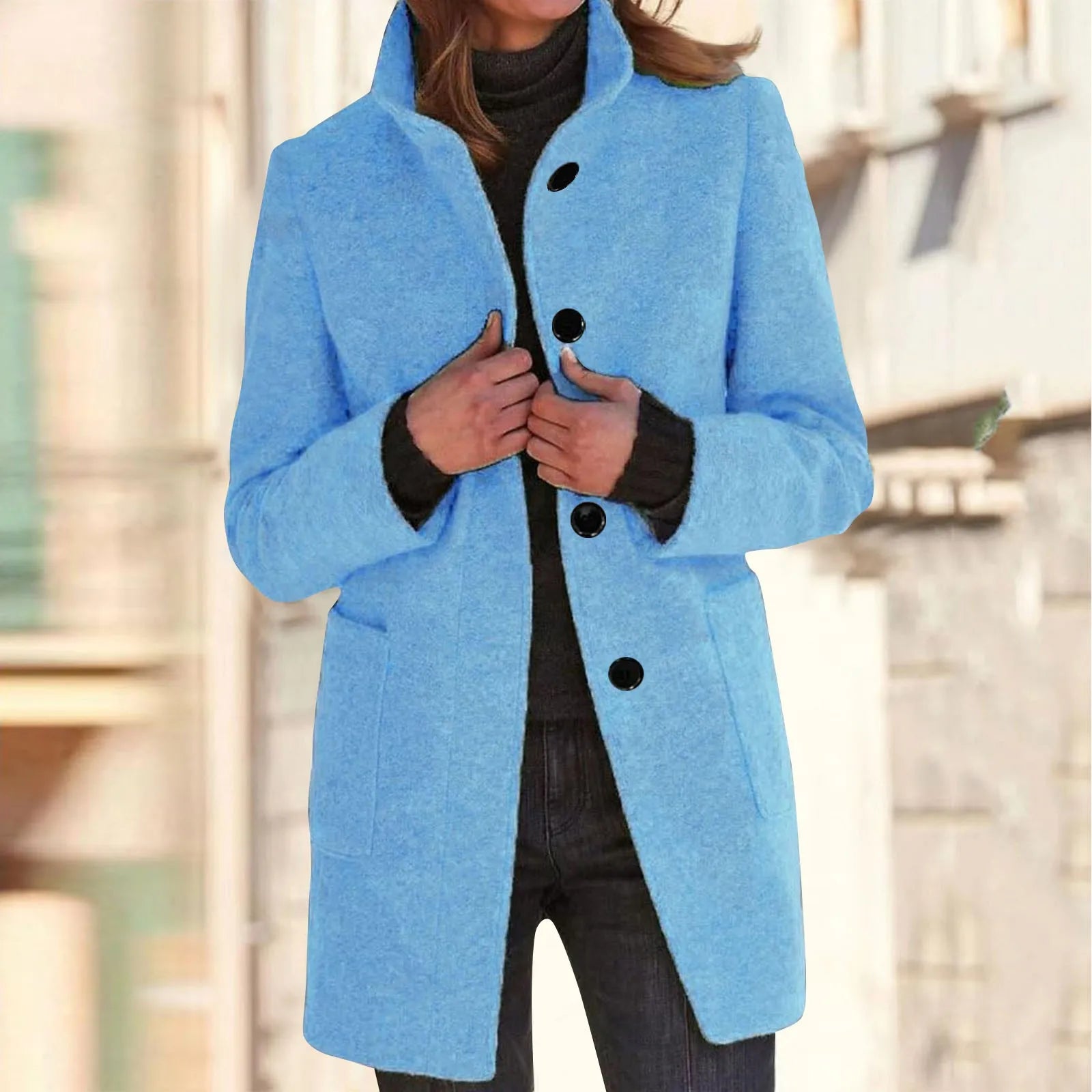 Womens Wool Cardigan Coats With Pockets Ladies Lapel Long Jacket Coat Fashion Solid Casual Winter Jackets for Women Plus Coat